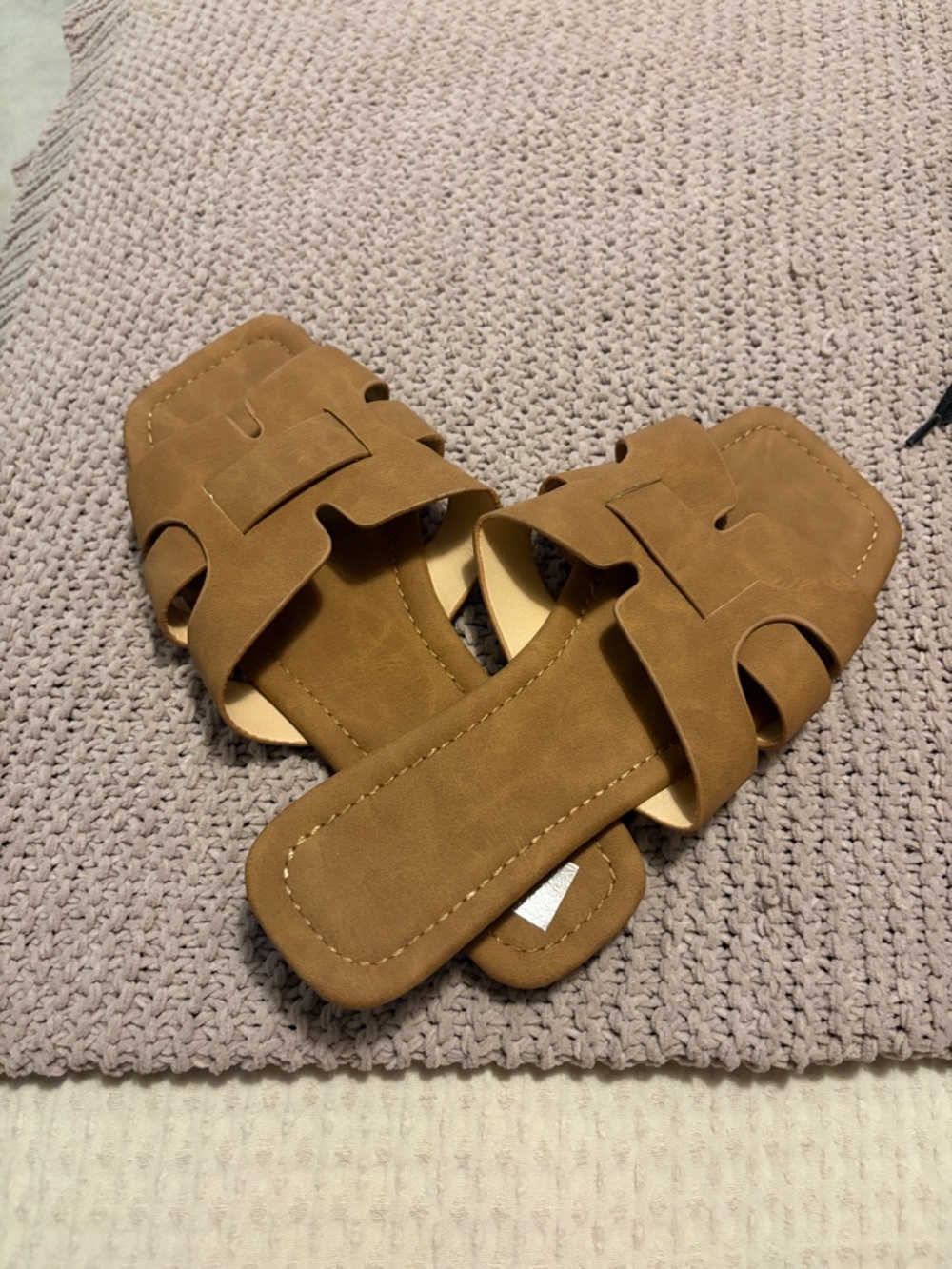Women's Tan Slide Sandals - Casual Open-Toe Comfort